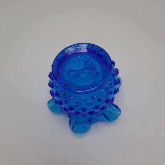 Fenton Colonial Blue Hobnail 3" Double Crimped Rim Glass Flower Vase - Picture 8 of 8